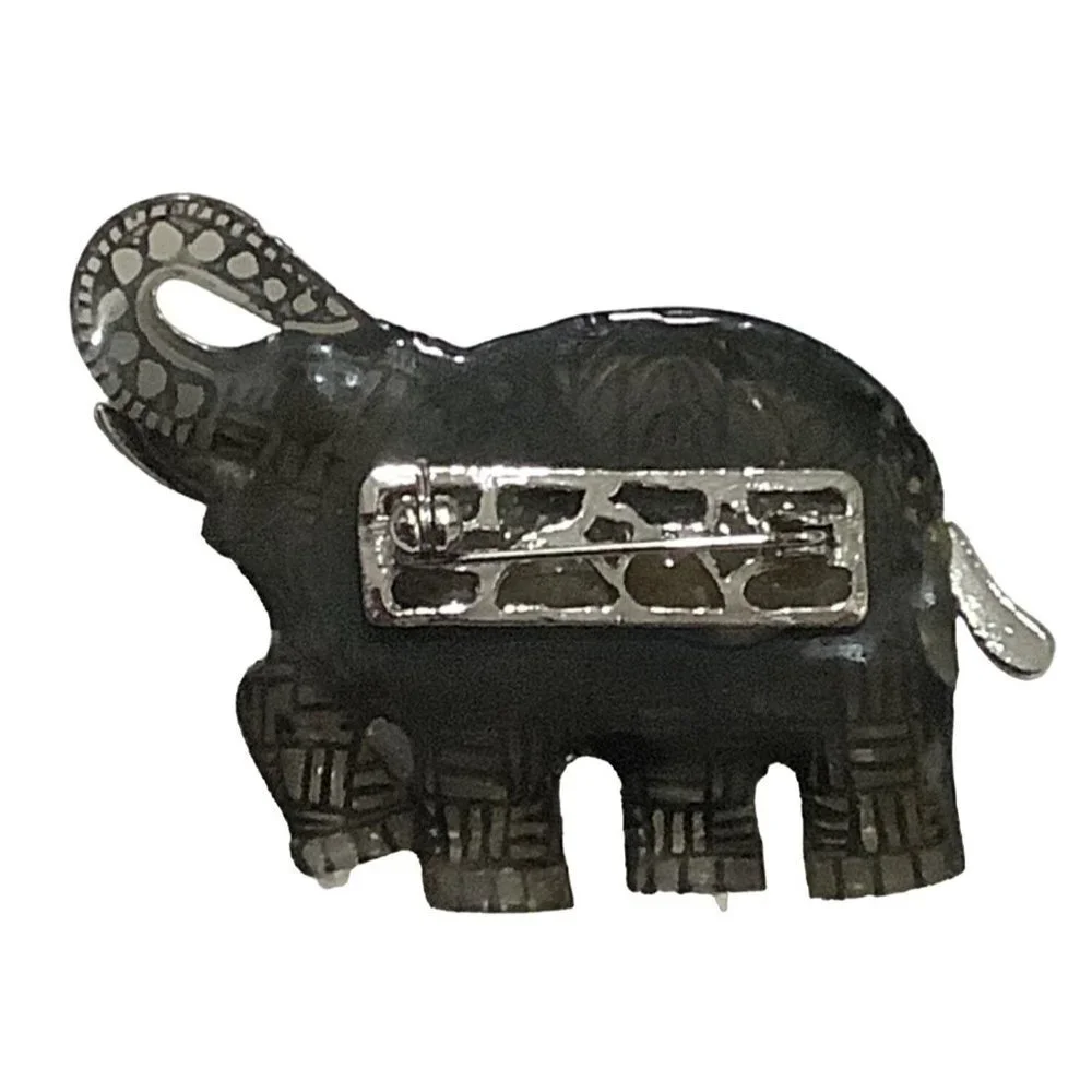 Asian Black And Silver Acrylic Textured Elephant -- 2.5